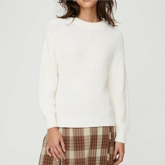 Aritzia Wilfred Salette Chunky Knit Chenille Sweater White - Picture 2 of 9